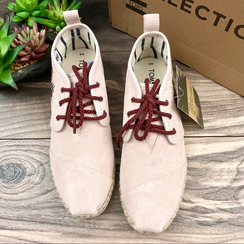 NIB Toms Bota Floral Embroidery Rope Sole Bootie - Picture 2 of 13